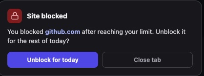 PageTimer site-blocked unblock prompt